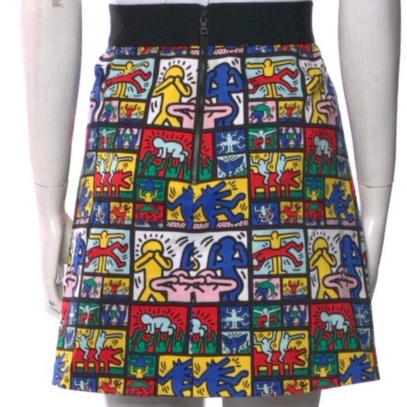 Alice + Olivia Keith Haring print multicolored mini skirt, size 12 - Picture 2 of 6